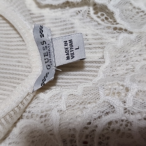 NWOT GUESS Sz L Ivory color Sariyah Sheer Lace & Mesh Bodysuit - Picture 7 of 8